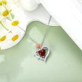 wholesale S925 Sterling Silver 8mm Natural Carnelian Rose Flower Heart Necklace with Cubic Zirconia-0-2