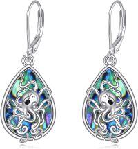 wholesale 925 Sterling Silver Abalone Shell Teardrop Octopus Dangle Earrings for Women Gifts-Octopus