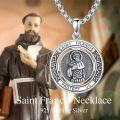 wholesale 925 Sterling Silver Saint Francis Protect Us Medal Pendant Necklace for Men & Women-0-2