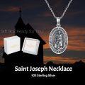 wholesale 925 Sterling Silver Saint Joseph Protect Us Pendant Necklace Catholic  for Women Men-0-2