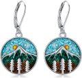 wholesale 925 Sterling Silver Mountain Landscape Drop Earrings with Turquoise and Green Stones-0-0