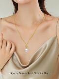 TOUPOP 14k Gold Pearl Necklace with Bow Heart Dolphin Pendant-0-2