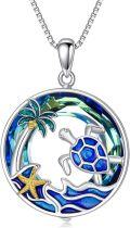 wholesale TOUPOP Sea Turtle Gifts Sterling Silver Tropical Palm Tree Ocean Pendant Crystal Sea Turtles Jewelry Christmas Summer Gifts For Women Her -0-0
