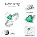 wholesale 925 Sterling Silver Heart Shaped Green Zircon Ring-0-2