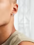 wholesale 925 Sterling Silver Faith Cross Hoop Earrings Wholesale for Men & Women-0-5