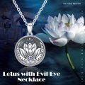 wholesale 925 Sterling Silver Round Lotus Evil Eye Charm Necklaces for Women Spiritual Protection Pendants Gifts-0-4