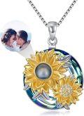 wholesale 925 Sterling Silver Sunflower Blue Crystal Pendant Necklaces - Romantic Gift for Her-0-0