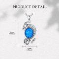 wholesale 925 Sterling Silver Blue Fire Opal Dragon Pendant Necklace s for Women and Girls 43cm Chain Length-0-3
