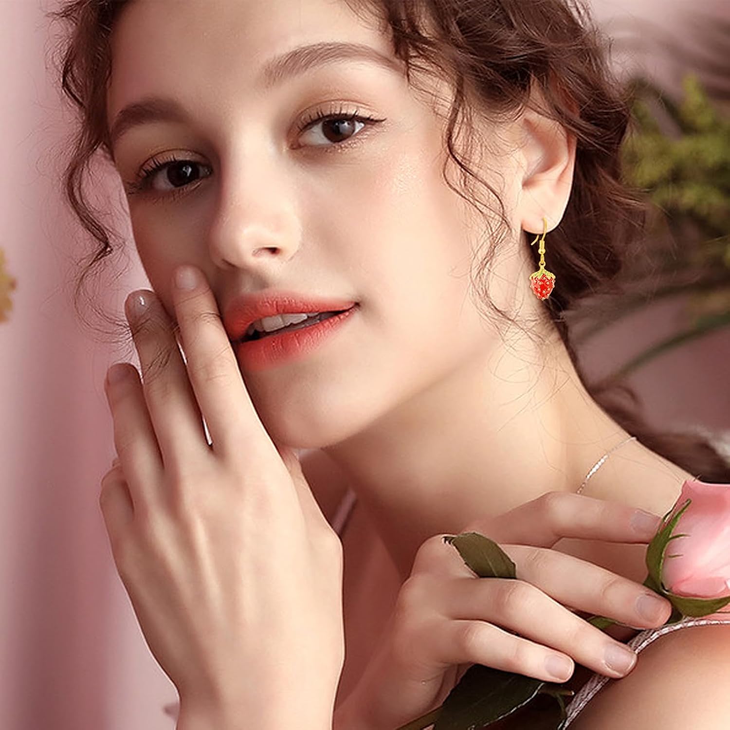 wholesale 925 Sterling Silver Strawberry Drop Earring for Women Gift-0-4