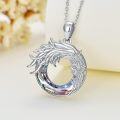 wholesale 925 Sterling Silver Dragon Crystal Pendant Necklace with Rainbow Stone and Chain 24-0-1