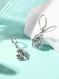 wholesale 925 Sterling Silver Heart-Shaped Tree of Life Green Crystal Drop Earrings-0-1