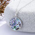 wholesale 925 Sterling Silver Round Abalone Shell Triquetra Pendant Necklaces with Purple Blue Green Stones for Women and Men 43cm Chain Length-0-3