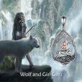 wholesale 925 Sterling Silver Wolf and Girl Pendant Necklace - Nature Themed Jewellery Gifts for Her/Mom/Birthday-0-5
