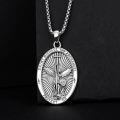 wholesale 925 Sterling Silver Oxidized Saint Michael The Archangel Oval Pendant Necklace-0-1