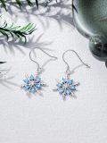 wholesale 925 Sterling Silver Blue Crystal Snowflake Drop Earrings for Women-0-1
