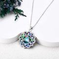 wholesale 925 Sterling Silver 925 Abalone Shell Triangle Pendant Lotus Flower Necklace Yoga Jewelry for Women-0-3