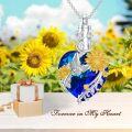 wholesale 925 Sterling Silver Heart Sunflower & Butterfly Keepsake Urn Necklace with Funnel and Fill Tool - Memorial Jewelry for Ashes-0-2