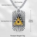 wholesale 925 Sterling Silver Evil Eye Triangle Pendant Necklace  for Men Punk Protection Jewelry-0-4