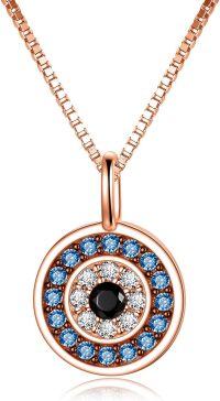 wholesale Sterling Silver Evil Eye Pendant Necklace for Women Greek Protection Amulet Gift-C