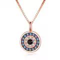 wholesale 925 Sterling Silver Round Blue Crystal Evil Eye Pendant Necklaces Wholesale for Women Greek Protection s-0-9