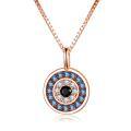 wholesale 925 Sterling Silver Evil Eye Pendant Necklace Blue Black Cz Crystal Circle Chain Jewelry-0-9