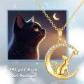 wholesale 14K Gold Crescent Moon & Star Cat Pendant Necklace for Women - Cat Lovers' s-0-1