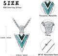 wholesale 925 Sterling Silver with Turquoise and Malachite Arrowhead Pendant Necklace for Men & Women-0-5