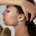 wholesale Sterling Silver Amethyst & Zircon Pear Dangle Earrings, 10x7mm Gemstone, 5A Zircon, 4.6g, Hypoallergenic, Gift for Women-0-1
