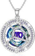 wholesale TOUPOP Valentine's Day Gifts For Her Zodiac Necklace For Women Sterling Silver Constellation Pendant With Circle Crystal Horoscope Sign Astrology Birthstone Birthday Jewelry Gifts For Women Her Mom -0-0