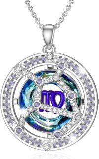 wholesale TOUPOP Valentine's Day Gifts For Her Zodiac Necklace For Women Sterling Silver Constellation Pendant With Circle Crystal Horoscope Sign Astrology Birthstone Birthday Jewelry Gifts For Women Her Mom -undefined