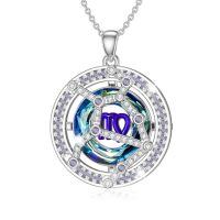 TOUPOP Sterling Silver Crystal Zodiac Necklace Constellation Pendant Gift-undefined