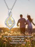 wholesale 18k Yellow and White Gold Plated 925 Sterling Silver Natural Diamond Infinity Pendant Necklace for Women s F-G-I1-I2-0-1