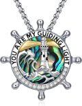 wholesale 925 Sterling Silver Blue Sandstone Nautical Necklace with Rudder & Lighthouse Symbol for Guidance & Hope-0-0