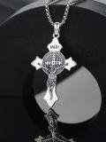 wholesale 925 Sterling Silver Cross St. Benedict Medal Pendant Necklace for Men/Women Catholic s-0-4