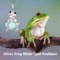 wholesale 925 Sterling Silver White Fire Opal & Turquoise Pendant Frog Necklace for Women Girls  48cm Chain Length-0-1