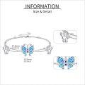 wholesale 925 Sterling Silver Blue Fire Opal Butterfly Charm Anklet for Women Girls Beach  8 Adjustable Chain-0-3