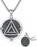 wholesale 925 Sterling Silver Compass Triangle Serenity Wisdom Pendant Necklaces for Men Women Gifts-0-0