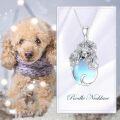 wholesale 925 Sterling Silver Blue Moonstone Poodle Pendant Necklaces for Women Memory Gifts-0-4