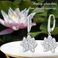 wholesale 925 Sterling Silver CZ Lotus Flower Square Planetary Leverback Drop Earrings for Women and Teen Girls Gifts-0-5