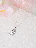 wholesale 925 Sterling Silver Colorful Crystal Bunny Pendant Necklace for Women Girls  48cm Chain Length-0-2