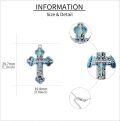 wholesale 925 Sterling Silver Blue Abalone Shell Inlay Cross Pendant Necklace with Chain - Religious Jewelry for Men & Women-0-3