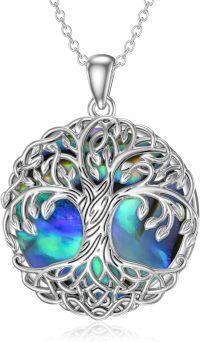 wholesale 925 Sterling Silver Abalone Shell Tree Of Life Pendant Necklace with 18+2 Chain-Tree of Life