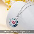 wholesale TOUPOP Moon And Star Urn Necklaces For Ashes Birthstone Cremation Jewelry 925 Sterling Silver Crystal Memorial Keepsake Funeral Jewelry For Women Wife Mom Mothers Day Gifts (with Funnel Filler) -0-1
