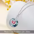 TOUPOP Sterling Silver Crystal Moon And Star Urn Necklace For Ashes Memorial Keepsake-0-1