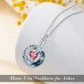TOUPOP Sterling Silver Crystal Moon And Star Urn Necklace For Ashes Memorial Keepsake-0-1