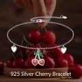 wholesale 925 Sterling Silver Red CZ Heart Charm Chain Anklet-0-2