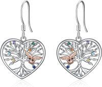 wholesale 925 Sterling Silver Heart Tree of Life Owl Dangle Drop Earrings for Women Girls Mom Daughter Gift-owl earrings 2