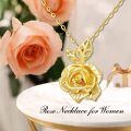 TOUPOP 14K Gold Rose Flower Pendant Necklace June Birthstone Gift-0-2