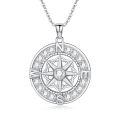 wholesale S925 Sterling Silver Moissanite Compass Necklace, 0.90 Pendant, 18+2 Chain, Gift Box-0-0