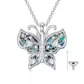 TOUPOP Sterling Silver Abalone Shell Butterfly Urn Necklace For Ashes-0-0